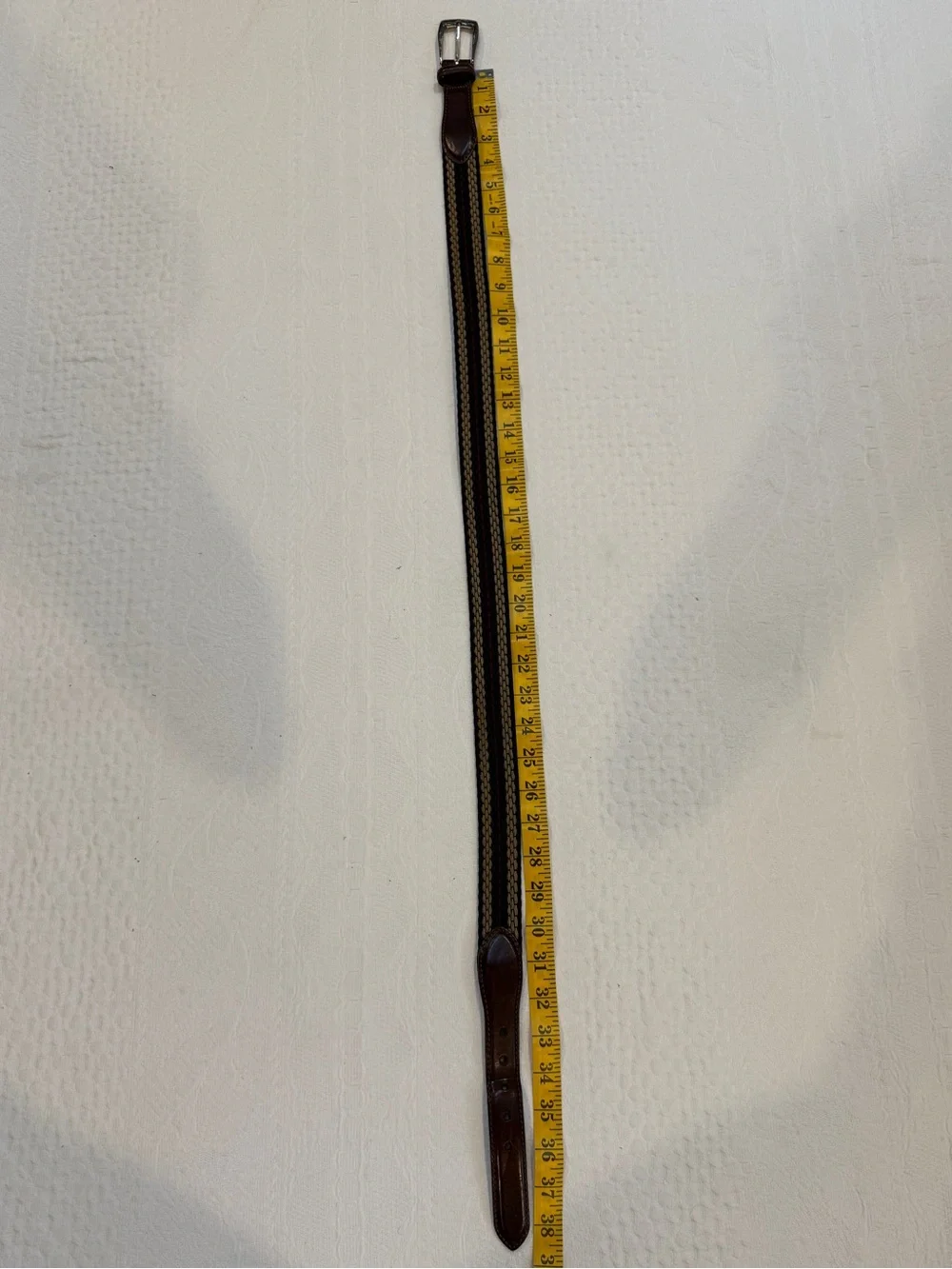 Vintage Brighton Braided Leather Fabric Belt With Silver-Tone Buckle